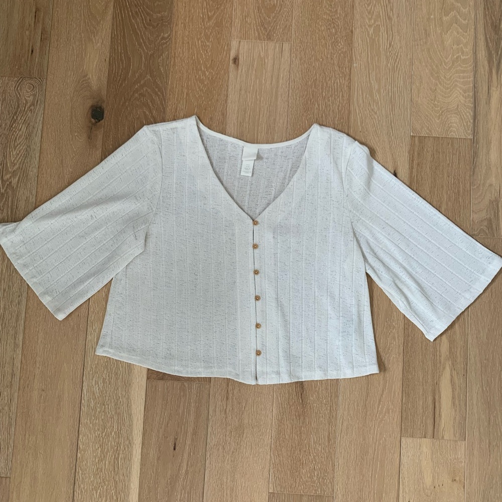 H&M Cream Flowy Top size M